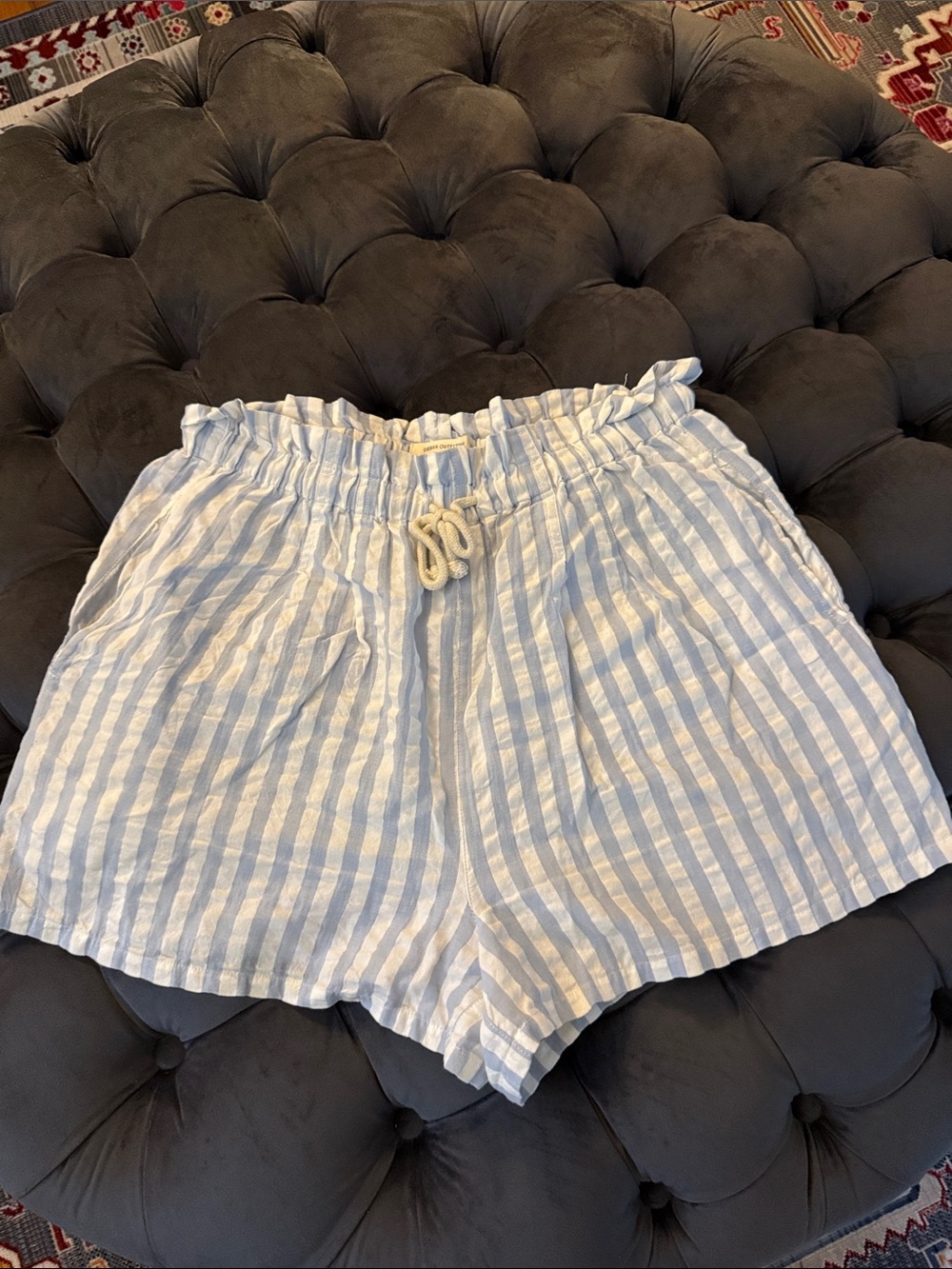 Urban Outfitters Light Blue & White Striped High-Waist Shorts